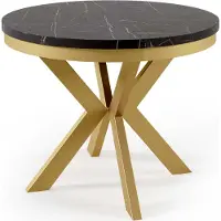 FURNLUX Esstisch Edder Schwarz Und Gold 90cm / Hauptfarbe: Schwarz / Abmessungen: 90 x 76 x 166 cm