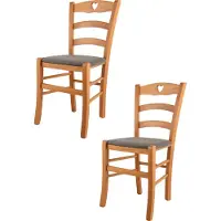 STOCK LINE t m c s Tommychairs - 2er Set Stühle CUORE für Küche und Esszimmer, Robuste Struktur aus lackiertem Buchenholz im Farbton Honig und gepolsterte Sitzfläche mit Stoff in der Farbe Rehbraun bezogen
