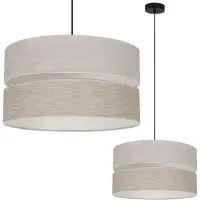 Light11 HOME Duo Schwarze Leinen-Hängelampe 1 Flache Licht Beige L06 40Cm