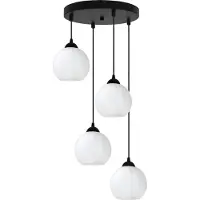Light11 HOME Hängeleuchte Costa schwarz 4-flammig mit weißen Kugeln E27 OW – moderne Pendelleuchte für stilvolle Innenbeleuchtung
