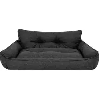 Sellbee Hundebett Haustierbett Hundeliege Gesteppt Hundekissen Bett Sofa Hundematratze Tierbett Hundesofa Matratze - Joker Gesteppt - 64 x 49 cm [Größe: L] - Schwarz Ökoleinen