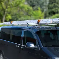 Omtec 3x Dachträger + Leiterhalter Set für VW T5 Transporter Caravelle 2003-2015 Grau