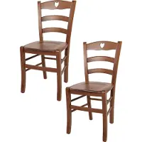 STOCK LINE t m c s Tommychairs - 2er Set Stühle CUORE für Küche und Esszimmer, robuste Struktur aus Buchenholz in der Farbe Helles Nussbraun lackiert und Sitzfläche aus Holz