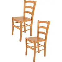 STOCK LINE t m c s Tommychairs - 2er Set Stühle VENICE für Küche und Esszimmer, robuste Struktur aus lackiertem Buchenholz im Farbton Honig und Sitzfläche aus Holz