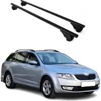 Omtec Dachgepäckträger, Querstange, für Skoda Octavia Kombi, Baujahr 2012-2019, Farbe: Schwarz