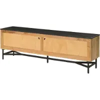 MASSIVMOEBEL24.DE MASSIVMOEBEL24 TV-Board Akazie 180x40x55 natur lackiert / Marmor schwarz LONDON #105