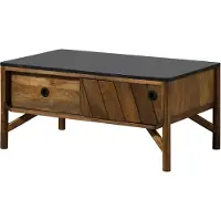 MASSIVMOEBEL24.DE MASSIVMOEBEL24 Couchtisch Mango 100x60x45 braun geölt / dunkler Granit LOS ANGELES #105