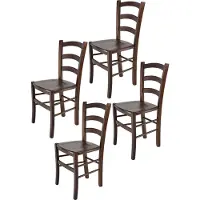 STOCK LINE t m c s Tommychairs - 4er Set Stühle VENICE für Küche und Esszimmer, robuste Struktur aus lackiertem Buchenholz im Farbton dunkles Nussbraun und Sitzfläche aus Holz