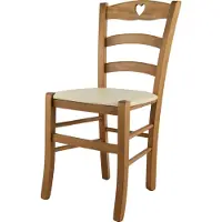 STOCK LINE t m c s Tommychairs - Stuhl CUORE für Küche und Esszimmer, Robuste Struktur aus lackiertem Buchenholz im Farbton Eichenholz und gepolsterte Sitzfläche mit Kunstleder in der Farbe Elfenbein bezogen