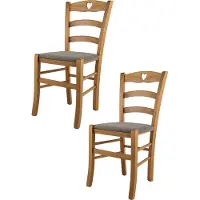 STOCK LINE t m c s Tommychairs - 2er Set Stühle CUORE für Küche und Esszimmer, Robuste Struktur aus lackiertem Buchenholz im Farbton Eichenholz und gepolsterte Sitzfläche mit Stoff in der Farbe Rehbraun bezogen
