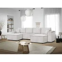 MargaretHadas24 Ecksofa Passio U-Form mit Schlaffunktion und Bettkasten 366 cm Lieferung bis in die Wohnung Wohnlandschaft Schlafcouch Sofa (Poso 100 - beige)