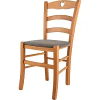 STOCK LINE t m c s Tommychairs - Stuhl CUORE für Küche und Esszimmer, Robuste Struktur aus lackiertem Buchenholz im Farbton Honig und gepolsterte Sitzfläche mit Stoff in der Farbe Rehbraun bezogen