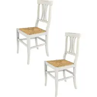 STOCK LINE t m c s Tommychairs - 2er Set Stühle ARTEMISIA für Küche und Esszimmer, robuste Struktur aus lackiertem Buchenholz im Shabby Chic Stil, handwerklich antik behandelt und Sitzfläche aus Stroh