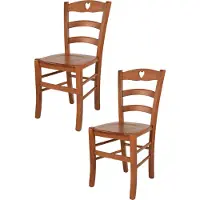 STOCK LINE t m c s Tommychairs - 2er Set Stühle CUORE für Küche und Esszimmer, robuste Struktur aus Buchenholz in der Farbe Kirschholz lackiert und Sitzfläche aus Holz