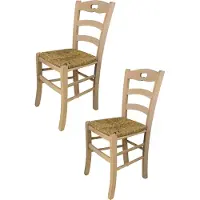 STOCK LINE t m c s Tommychairs - 2er Set Stühle SAVOIE für Küche und Esszimmer, robuste Struktur aus poliertem Buchenholz, unbehandelt und 100% natürlich, Sitzfläche aus echtem Stroh
