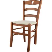 STOCK LINE t m c s Tommychairs - Stuhl CUORE für Küche und Esszimmer, Robuste Struktur aus lackiertem Buchenholz im Farbton Kirschholz und gepolsterte Sitzfläche mit Stoff in der Farbe Elfenbein bezogen