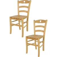 STOCK LINE t m c s Tommychairs - 2er Set Stühle CUORE für Küche und Esszimmer, robuste Struktur aus Buchenholz in der Farbe Naturfarben lackiert und Sitzfläche aus Holz