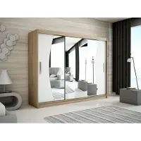 Minio Kleiderschränk 250 cm WAVE Sonoma Eiche / Weiß