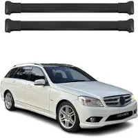 Omtec Dachquerträger für Mercedes C-Klasse S204, Baujahr 2007-2014, Farbe: Schwarz, Material: Aluminium