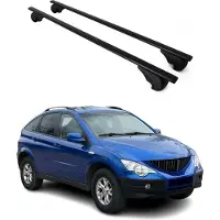 Omtec Dachquerträger für Ssangyong Actyon, Baujahr 2006-2011, aus schwarzem Metall