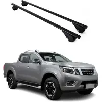 Omtec Dachgepäckträger, Querstange, für Nissan Navara, Baujahr 2014-2020, aus schwarzem Metall