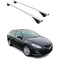 Omtec Dachquerträger für Mazda 6 Kombi, Baujahre 2007-2013, Farbe: Silber