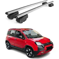 Omtec Dachquerträger für Fiat Panda Cross, Baujahre 2014-2023, Aluminium, Schwarz, mit Allgemeine Betriebserlaubnis (ABE)