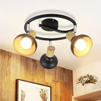 ZMH Deckenstrahler Vintage Deckenlampe Flur Deckenleuchte Schwarz Strahler 3 Flammig Rund Innen Deckenspots 350°Schwenkbar E14 Ohne Leuchtmittel