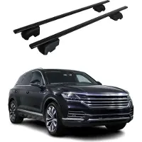 Omtec Dachquerträger für VW Touareg 2018-2023, schwarzes Metall, mit Allgemeine Betriebserlaubnis (ABE)