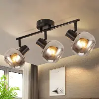 ZMH Deckenstrahler Vintage Industrial 3 Flammig E14 Deckenspot Rauchgrau Glas Retro Deckenbeleuchtung für Schlafzimmer Flur Küche (Ohne Lichtquelle)