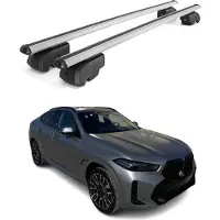 Omtec Dachquerträger für BMW X6 G06, Baujahr 2019-2024, aus Aluminium, Farbe Grau
