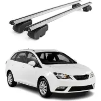 Omtec Dachgepäckträger, Querstange, für Seat Ibiza ST, Baujahr 2009-2016, Aluminium, Grau, mit ABE