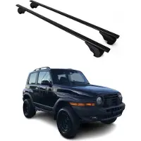 Omtec Dachgepäckträger, Querstange, für Ssangyong Korando, Baujahr 1996-2006, Farbe: Schwarz