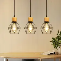 ZMH Pendelleuchte Esstisch Hängelampe Hängend Esszimmerlampe 3 Flammig E27 Metall Eisenkäfig Lampenschirm Hängeleuchte Küchenlampe(ohne Leuchtmittel)