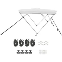 SucceBuy Bimini Top Bootsverdeck 3-Bogen 216-229 cm, hellgrau