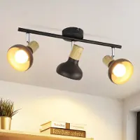 ZMH Deckenstrahler 3 Flammig Deckenleuchte Vintage Deckenlampe Flur Schwarz Deckenspots E14 Industrial Strahler Innen Metall 350°Schwenkbar Spots für Schlafzimmer Wohnzimmer(Ohne Leuchtmittel)