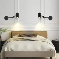 ZMH Wandleuchte 2ER Innen Wandlampe Schwarz Vintage Wandstrahler Schlafzimmer Wandlicht Schwenkbar Metall Treppenhaus Beleuchtung GU10 Ohne Leuchtmittel