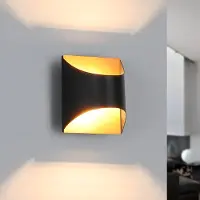 ZMH Wandleuchte Innen Wandlampe Schwarz Gold Up Down Flur Wandlampen Treppenhaus Leuchten Vintage G9 Keramik Wandbeleuchtung für Schlafzimmer Wohnzimmer Kinderzimmer Ohne Leuchtmittel