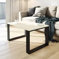 AKKE Vanille Couchtisch mit schwarzen Beinen LxBxH: 80x40x55 cm