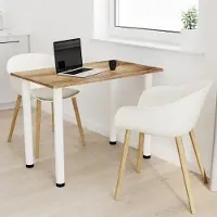 AKKE Retro-Holz Esstisch mit weiße beine LxBxH: 70x60x74 cm