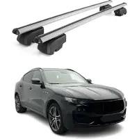 Omtec Dachquerträger für Maserati Levante, Baujahre 2017-2023, Aluminium, Grau, mit Allgemeine Betriebserlaubnis (ABE)