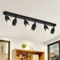 ZMH LED Deckenstrahler 6 Flammig Deckenstrahle Schwarz GU10 Deckenspots Schwenkbar Metall Strahler für Wohnzimmer Küche Ohne Leuchtmittel
