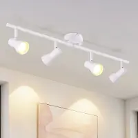 ZMH Deckenstrahler 4 Flammig Deckenleuchte Wohnzimmer Deckenlampe Modern Design Strahler Innen Weiß Metall GU10 Deckenspots 350°Schwenkbar Spots für Schlafzimmer Flur Küche(Ohne Leuchtmittel)