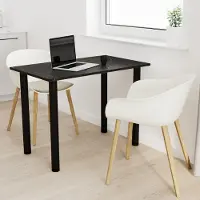 AKKE Stein Black Fosil Tisch mit schwarze beine LxBxH: 60x60x74 cm