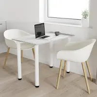 AKKE Beton Esstisch mit weiße beine LxBxH: 70x50x74 cm
