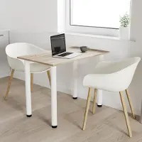 AKKE Trüffel Esstisch mit weiße beine LxBxH: 70x60x74 cm
