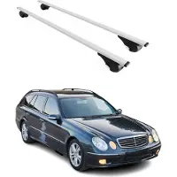 Omtec Dachquerträger für Mercedes-Benz Klasse E (W211), Baujahr 2003-2009, Farbe: Silber