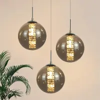 ZMH Pendelleuchte Esstisch 3 Flammig Pendellampe Höheverstellbar Kronleuchter Hängeleuchte Glas für Wohnzimmer Schlafzimmer Küche Flur