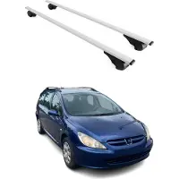 Omtec Dachquerträger für Peugeot 307 Break, Baujahre 2002-2008, aus Stahl, silberfarben