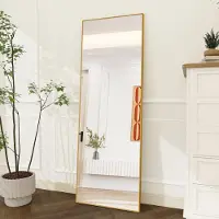 Moonbite Standspiegel 164x54 cm – schmales Rechteck im Goldrahmen, ganzkörperig, stellen oder hängen, Aluminium, Gold